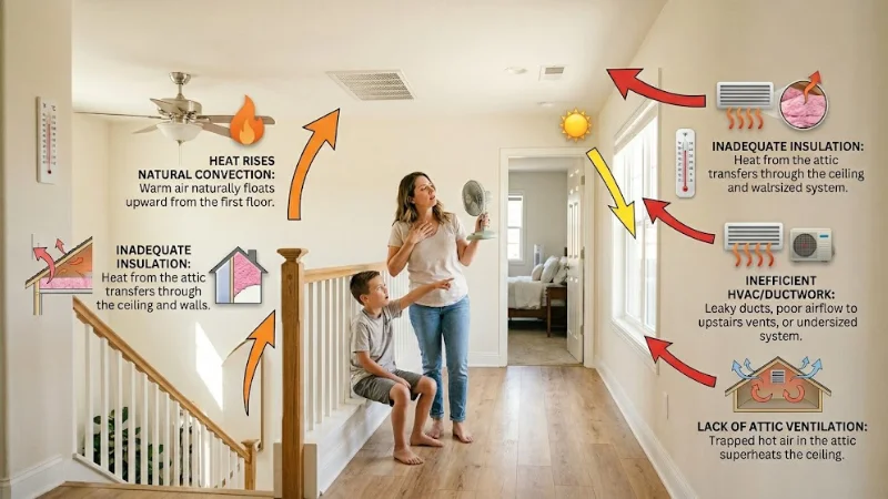 What is the cause of the hot air on the second floorWhat is the cause of the hot air on the second floor